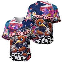 Personalized Kiwi New Zealand Rugby Baseball Jersey Kiwis Mascot Tropical Pattern
