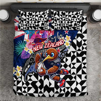 Kiwi New Zealand Rugby Bedding Set Kiwis Mascot Tropical Pattern