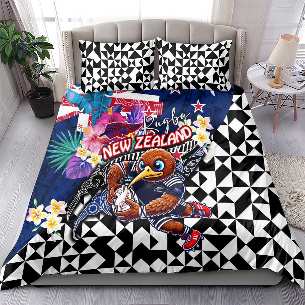 Kiwi New Zealand Rugby Bedding Set Kiwis Mascot Tropical Pattern