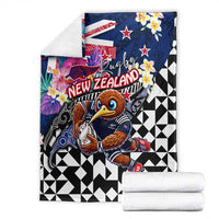 Kiwi New Zealand Rugby Blanket Kiwis Mascot Tropical Pattern