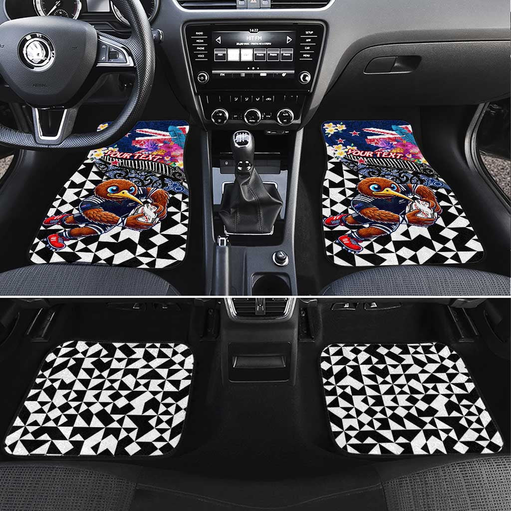 Kiwi New Zealand Rugby Car Mats Kiwis Mascot Tropical Pattern