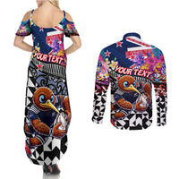 Personalized Kiwi New Zealand Rugby Couples Matching Summer Maxi Dress and Long Sleeve Button Shirt Kiwis Mascot Tropical Pattern