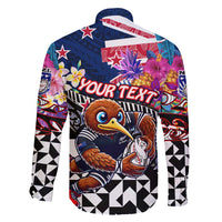 Personalized Kiwi New Zealand Rugby Family Matching Off Shoulder Maxi Dress and Hawaiian Shirt Kiwis Mascot Tropical Pattern