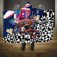 Kiwi New Zealand Rugby Hooded Blanket Kiwis Mascot Tropical Pattern
