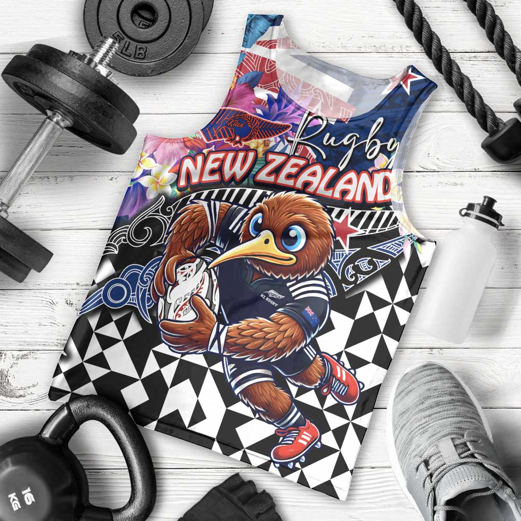 Personalized Kiwi New Zealand Rugby Men Tank Top Kiwis Mascot Tropical Pattern
