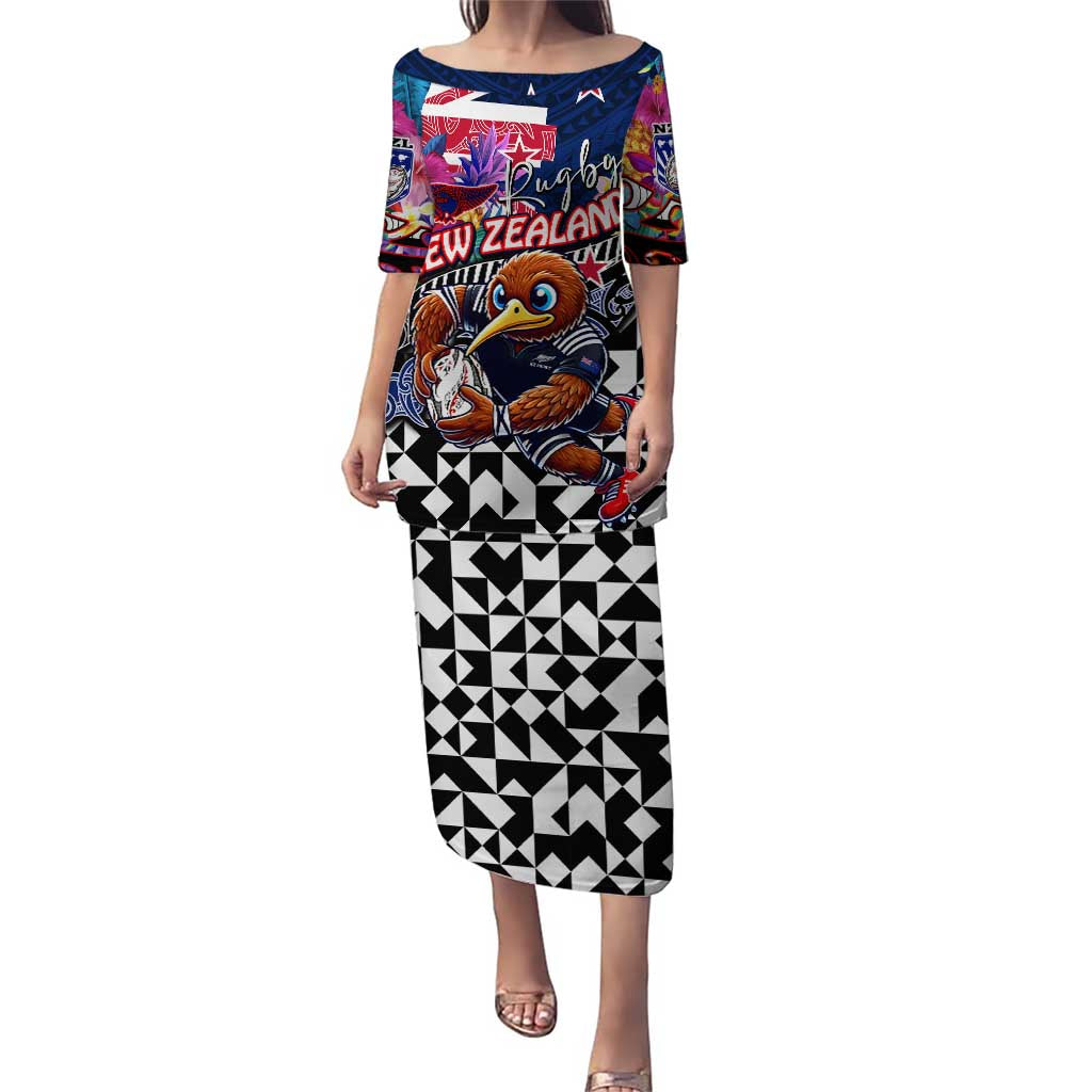 Personalized Kiwi New Zealand Rugby Puletasi Kiwis Mascot Tropical Pattern