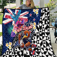 Kiwi New Zealand Rugby Quilt Kiwis Mascot Tropical Pattern