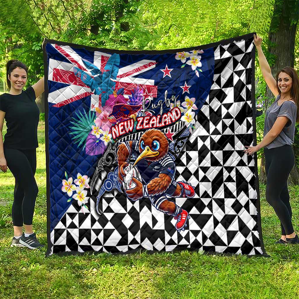 Kiwi New Zealand Rugby Quilt Kiwis Mascot Tropical Pattern