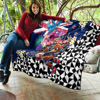 Kiwi New Zealand Rugby Quilt Kiwis Mascot Tropical Pattern