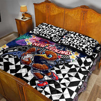 Kiwi New Zealand Rugby Quilt Bed Set Kiwis Mascot Tropical Pattern