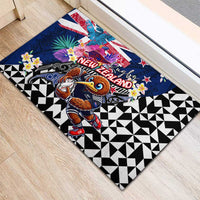 Kiwi New Zealand Rugby Rubber Doormat Kiwis Mascot Tropical Pattern