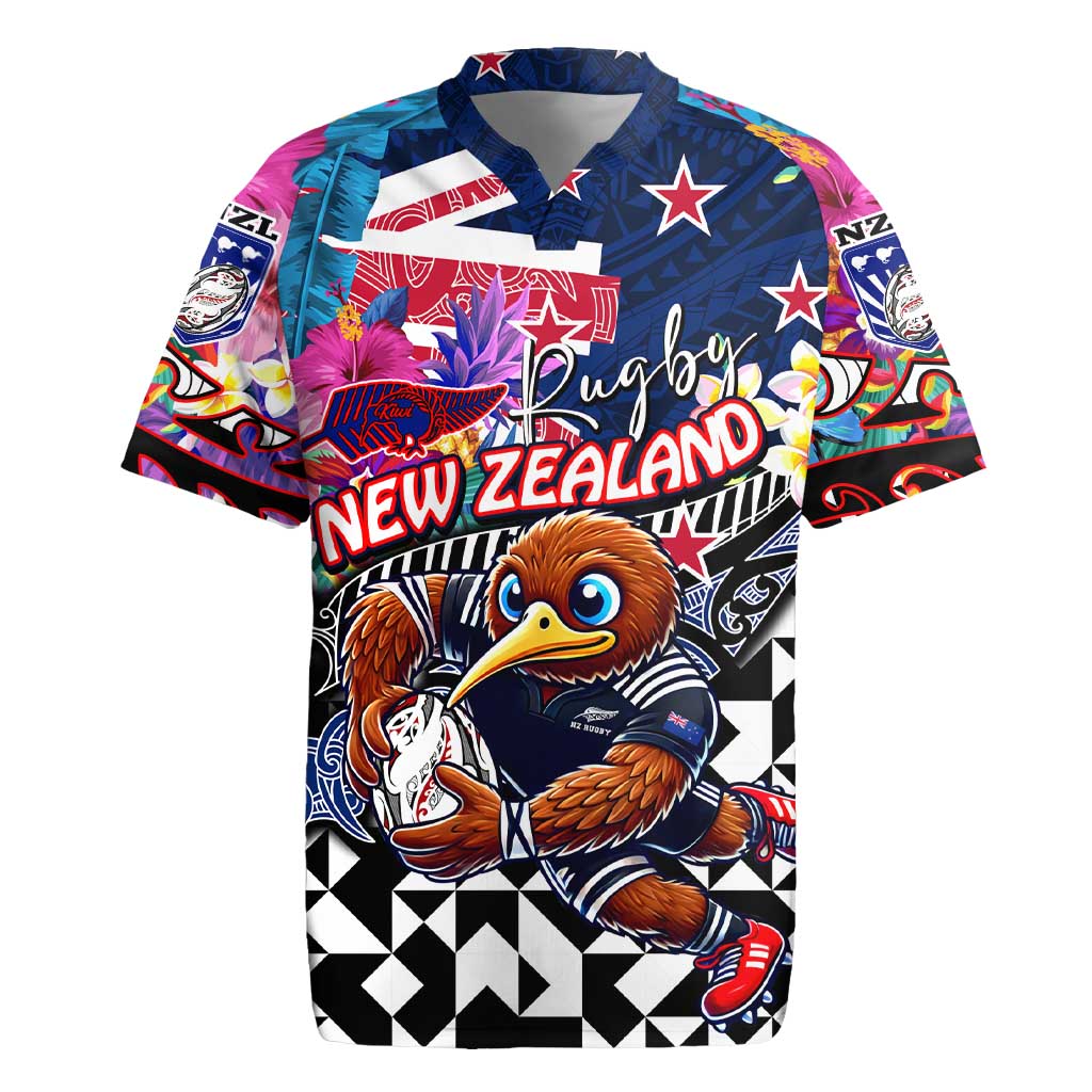 Personalized Kiwi New Zealand Rugby Rugby Jersey Kiwis Mascot Tropical Pattern