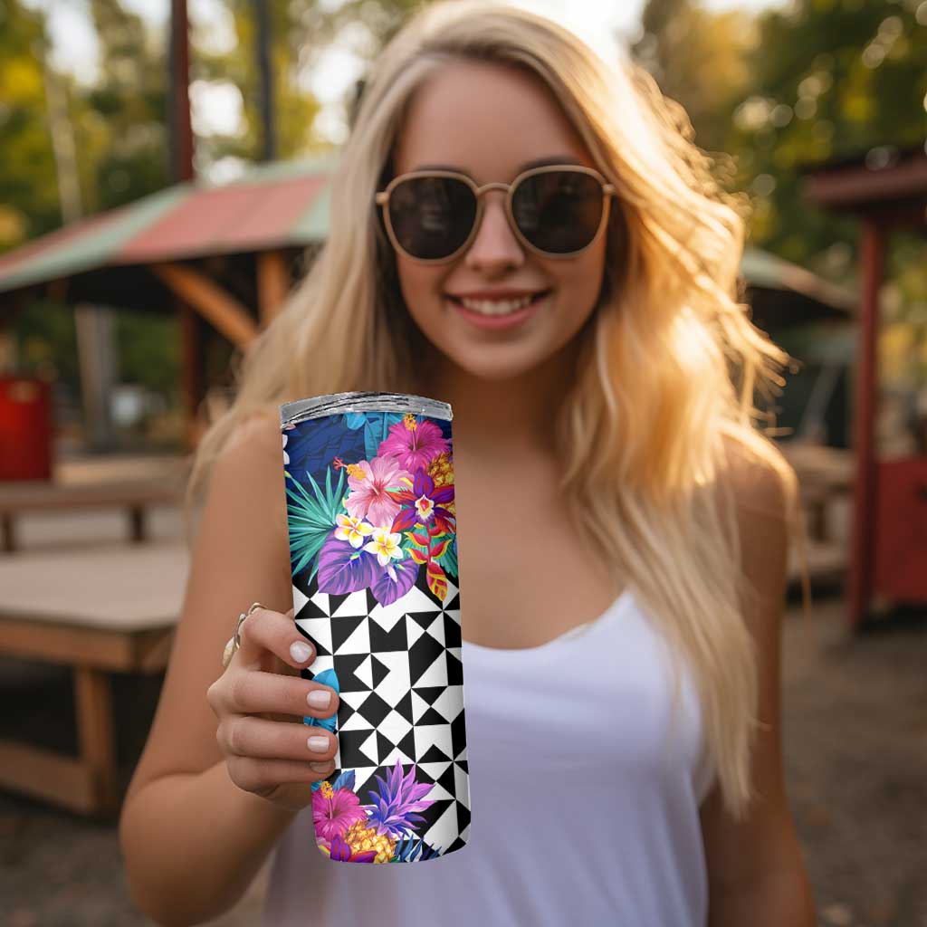 Kiwi New Zealand Rugby Skinny Tumbler Kiwis Mascot Tropical Pattern