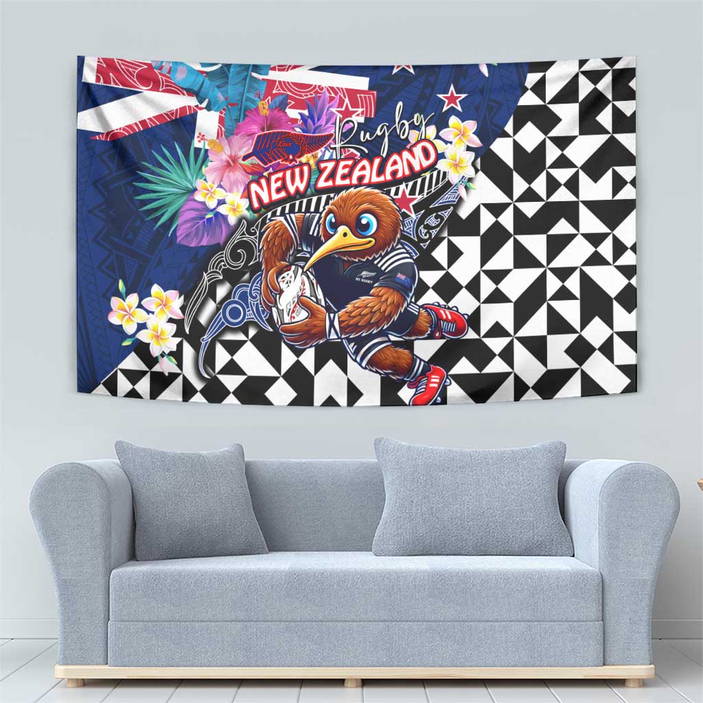 Kiwi New Zealand Rugby Tapestry Kiwis Mascot Tropical Pattern