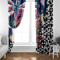 Kiwi New Zealand Rugby Window Curtain Kiwis Mascot Tropical Pattern