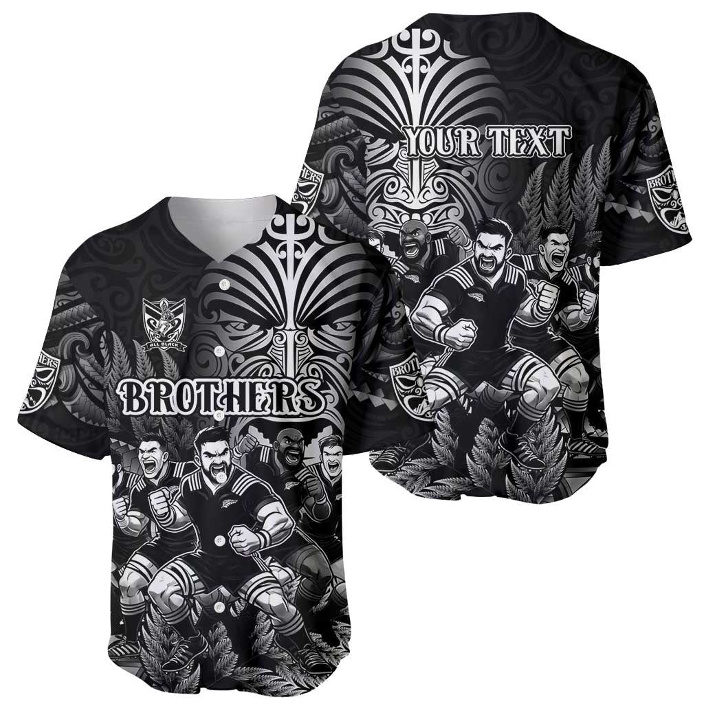 Personalized All Black Brothers Rugby Baseball Jersey New Zealand Maori Haka
