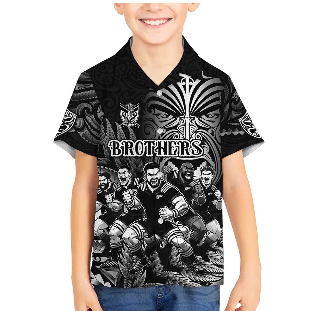 Personalized All Black Brothers Rugby Family Matching Mermaid Dress and Hawaiian Shirt New Zealand Maori Haka