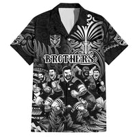 Personalized All Black Brothers Rugby Family Matching Off Shoulder Short Dress and Hawaiian Shirt New Zealand Maori Haka