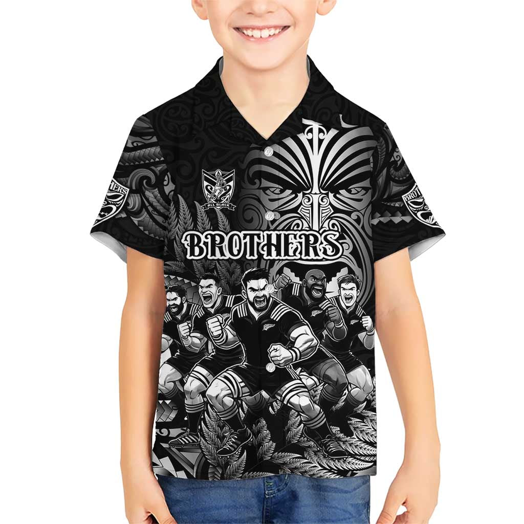 Personalized All Black Brothers Rugby Kid Hawaiian Shirt New Zealand Maori Haka