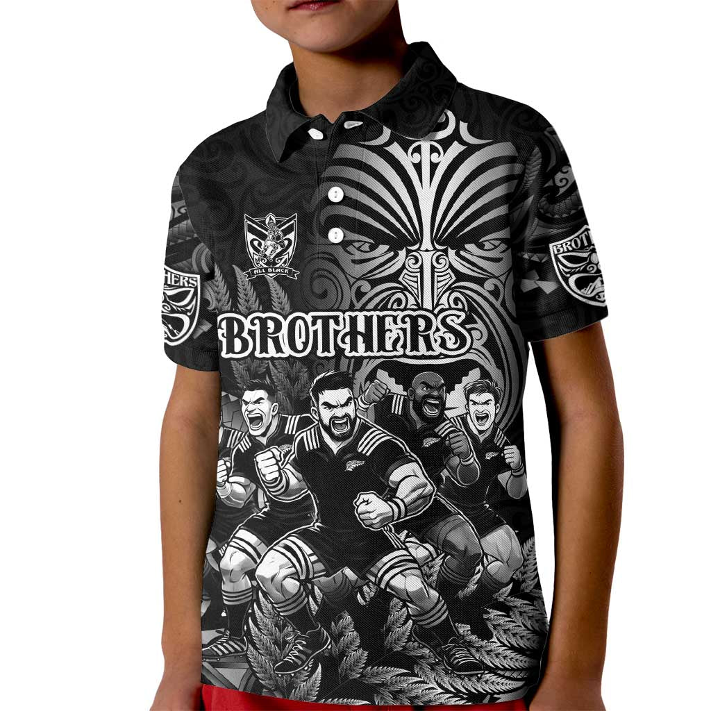 Personalized All Black Brothers Rugby Kid Polo Shirt New Zealand Maori Haka