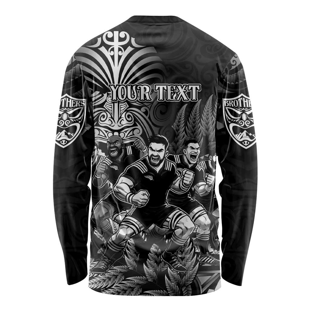 Personalized All Black Brothers Rugby Long Sleeve Shirt New Zealand Maori Haka
