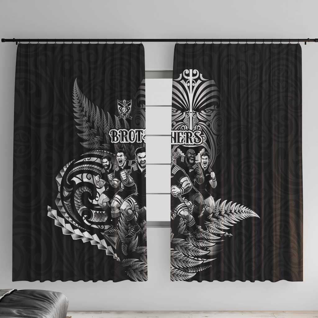 All Black Brothers Rugby Window Curtain New Zealand Maori Haka