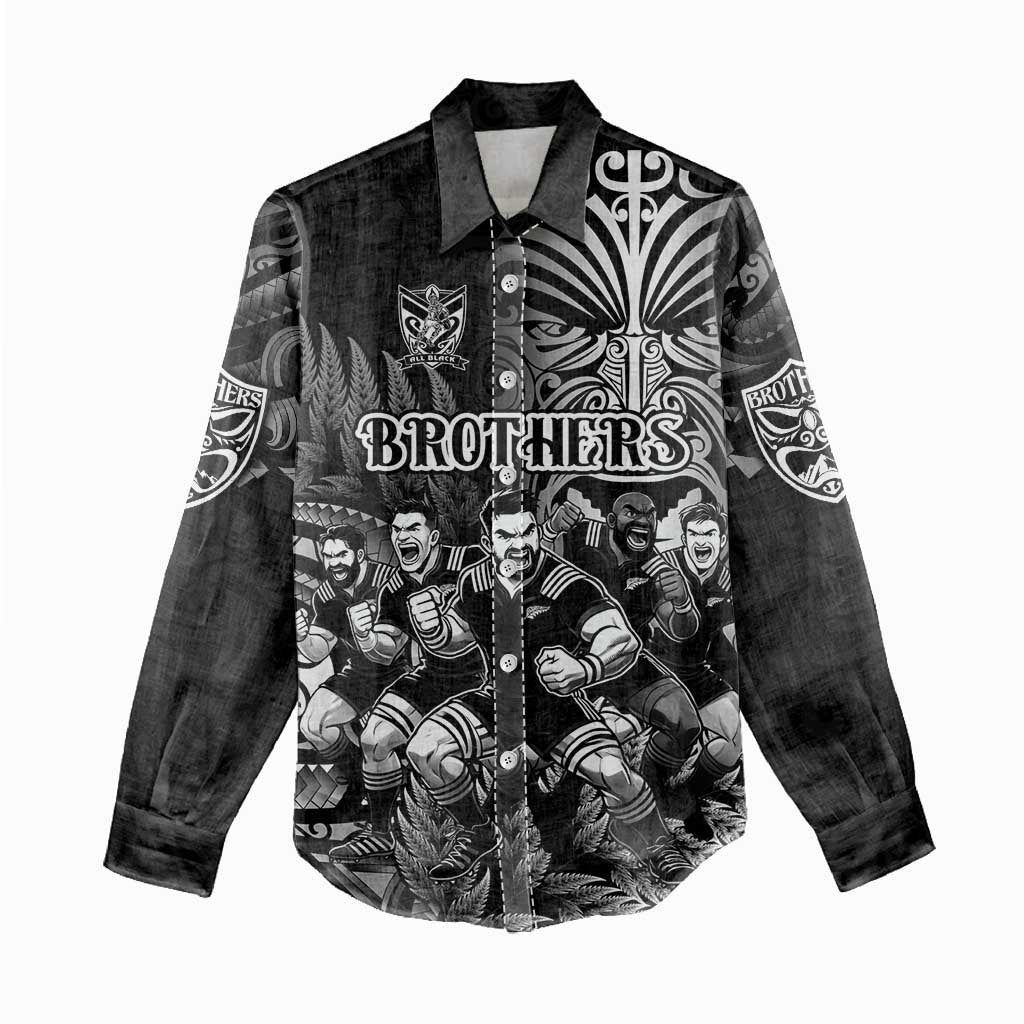Personalized All Black Brothers Rugby Women Casual Shirt New Zealand Maori Haka