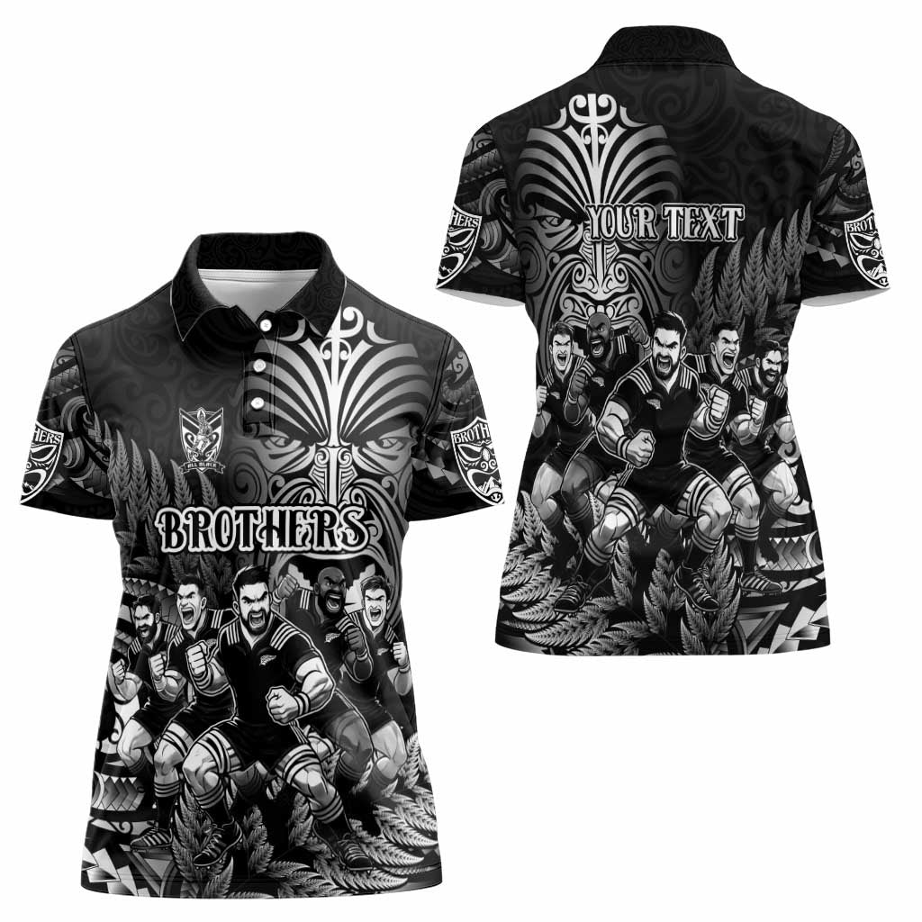 Personalized All Black Brothers Rugby Women Polo Shirt New Zealand Maori Haka