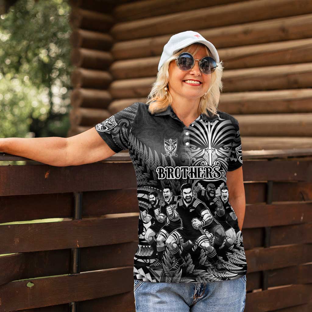 Personalized All Black Brothers Rugby Women Polo Shirt New Zealand Maori Haka