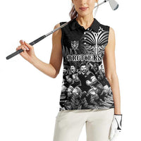 Personalized All Black Brothers Rugby Women Sleeveless Polo Shirt New Zealand Maori Haka