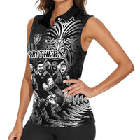 Personalized All Black Brothers Rugby Women Sleeveless Polo Shirt New Zealand Maori Haka