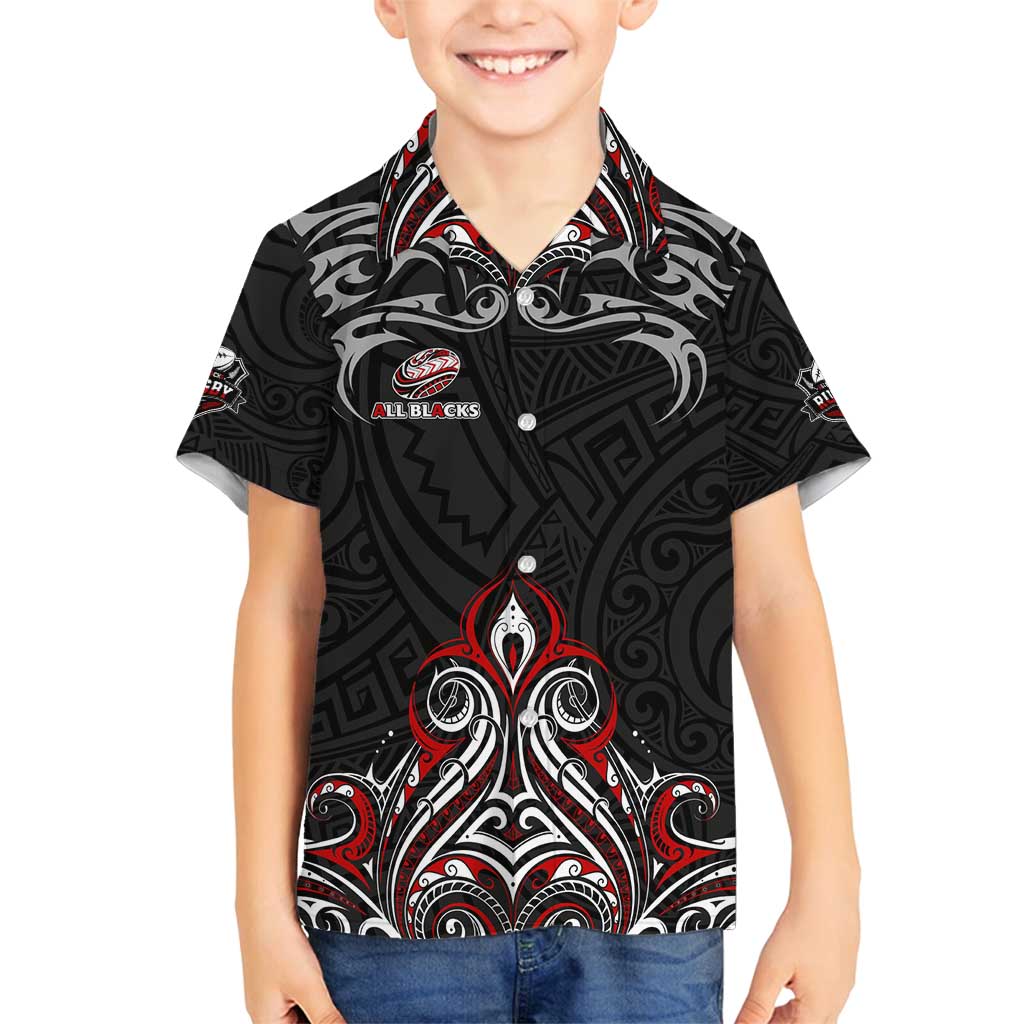All Black NZL Rugby Champions Family Matching Tank Maxi Dress and Hawaiian Shirt Maori Warrior
