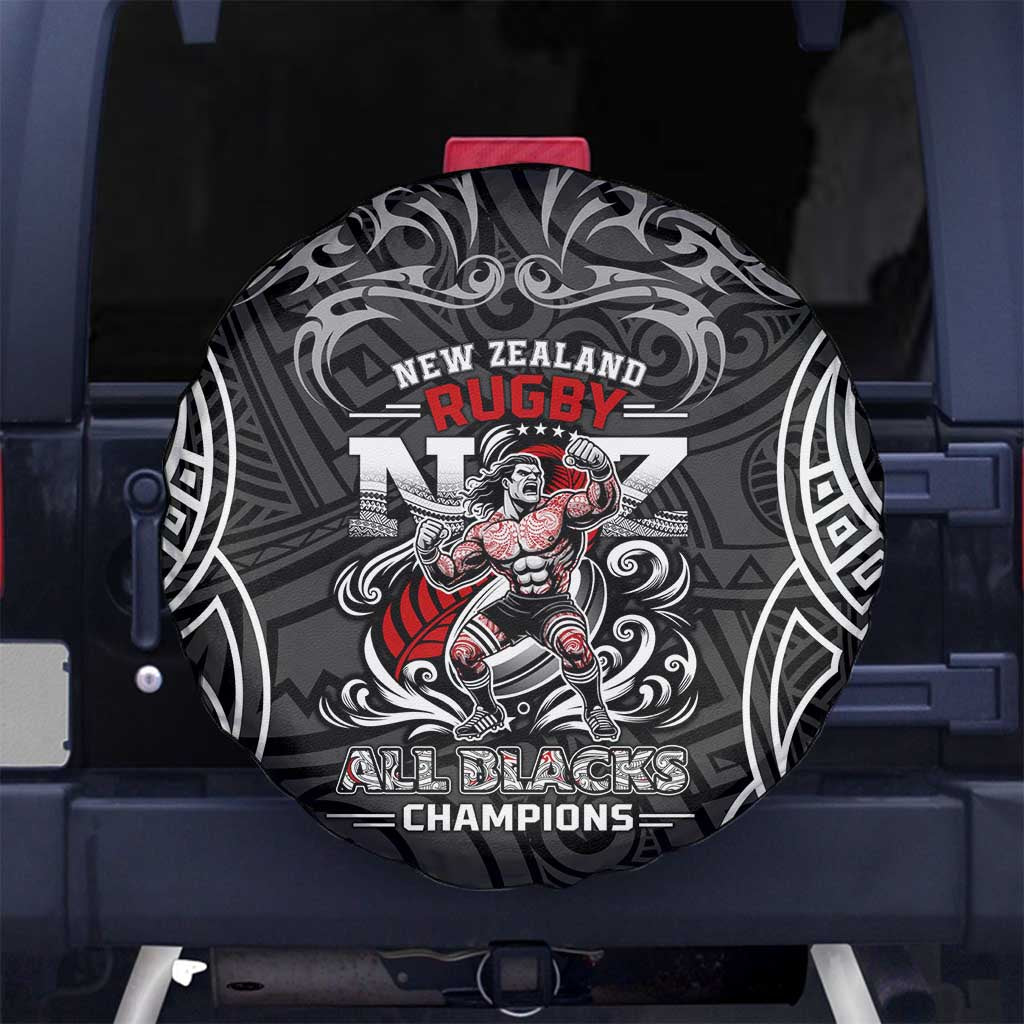 All Black NZL Rugby Champions Spare Tire Cover Maori Warrior