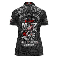 All Black NZL Rugby Champions Women Polo Shirt Maori Warrior