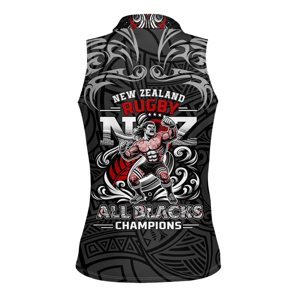 All Black NZL Rugby Champions Women Sleeveless Polo Shirt Maori Warrior