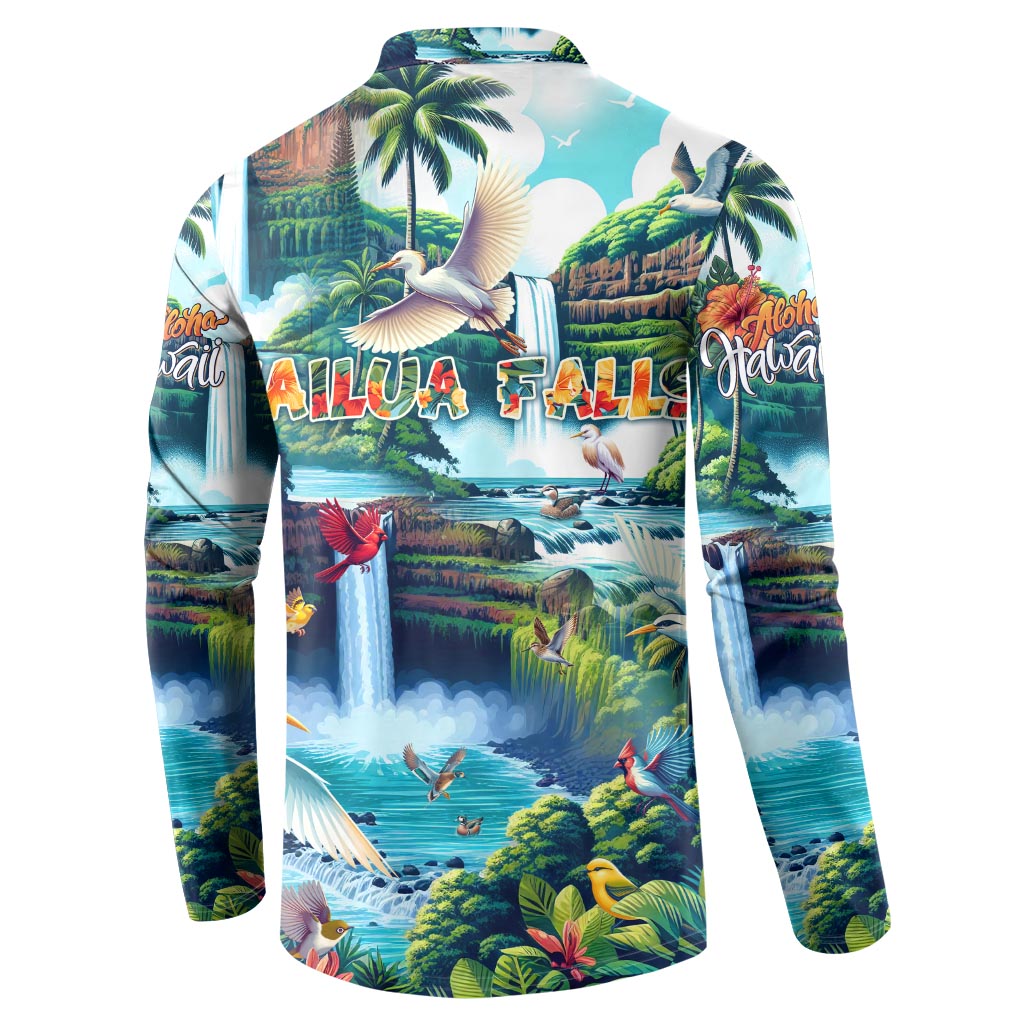 Wailua Falls Hawaii Button Sweatshirt Kauai Natural Beauty