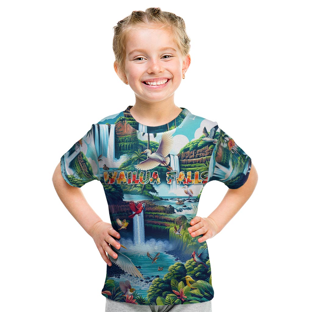 Wailua Falls Hawaii Kid T Shirt Kauai Natural Beauty DT02 Art - Polynesian Pride