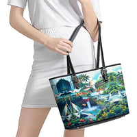 Wailua Falls Hawaii Leather Tote Bag Kauai Natural Beauty DT02 - Polynesian Pride
