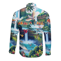 Wailua Falls Hawaii Long Sleeve Button Shirt Kauai Natural Beauty DT02 - Polynesian Pride