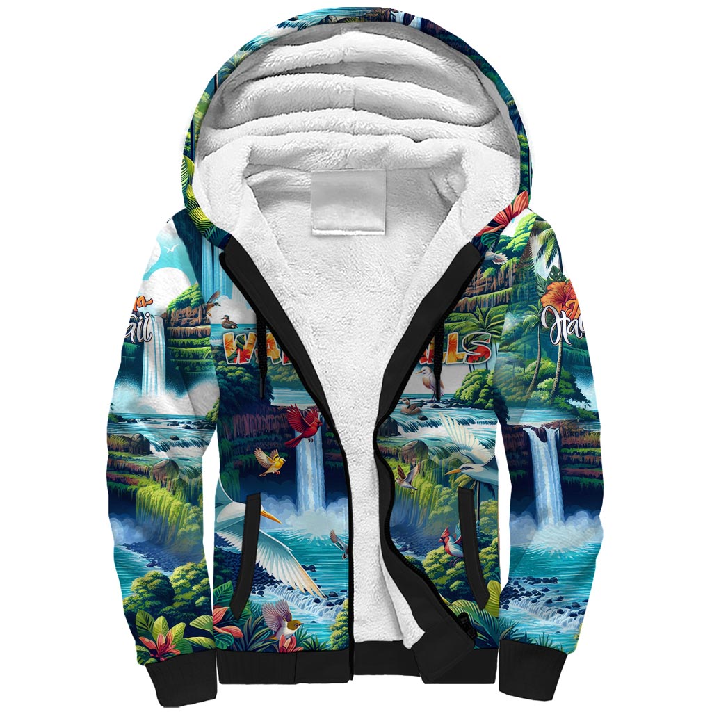 Wailua Falls Hawaii Sherpa Hoodie Kauai Natural Beauty