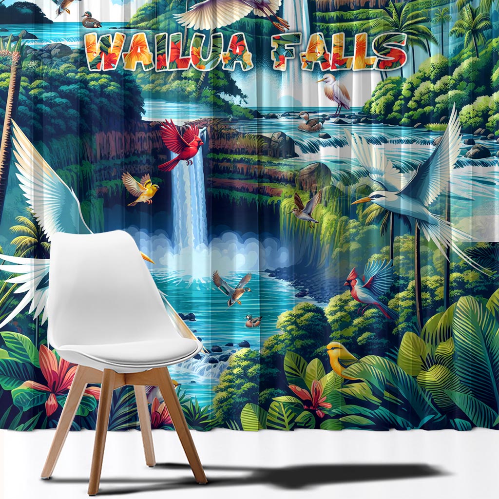 Wailua Falls Hawaii Window Curtain Kauai Natural Beauty
