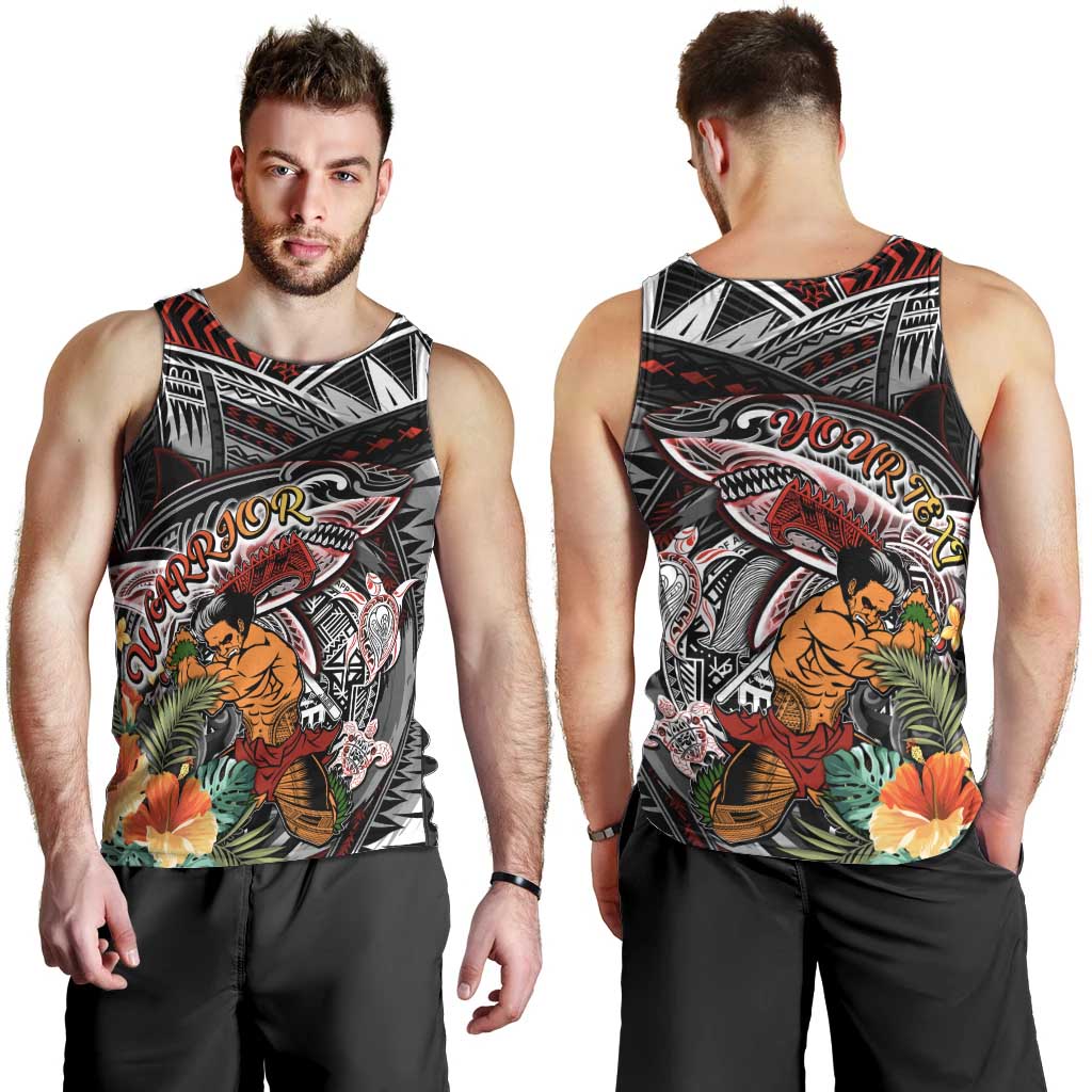 Personalized American Samoa Warrior Men Tank Top Shark Turtle Polynesian Tattoo