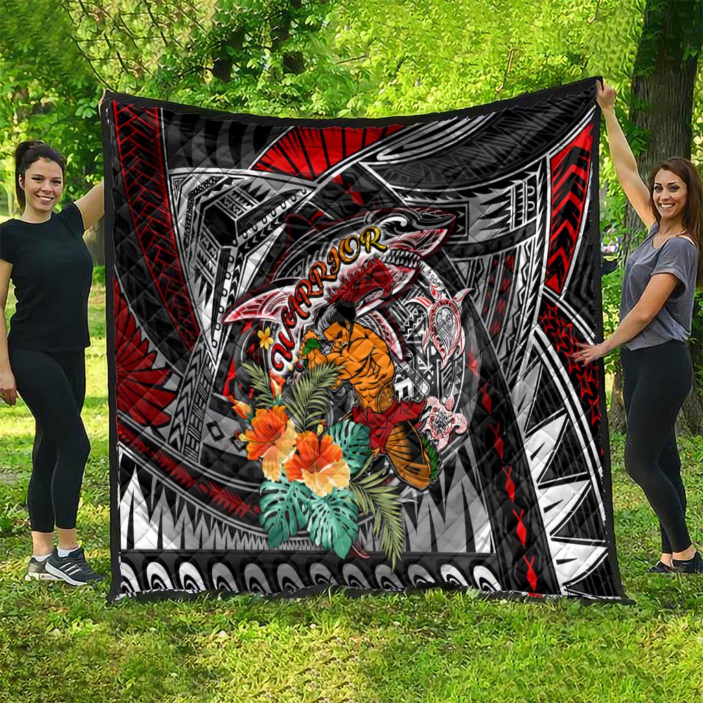 American Samoa Warrior Quilt Shark Turtle Polynesian Tattoo