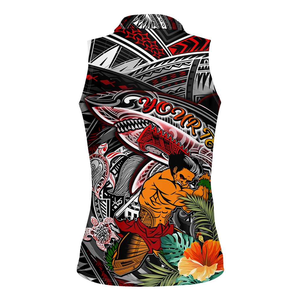 Personalized American Samoa Warrior Women Sleeveless Polo Shirt Shark Turtle Polynesian Tattoo DT02 - Polynesian Pride