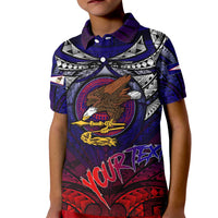 Personalized American Samoa Flag Kid Polo Shirt Eagles Polynesian Art