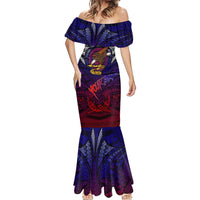 Personalized American Samoa Flag Mermaid Dress Eagles Polynesian Art