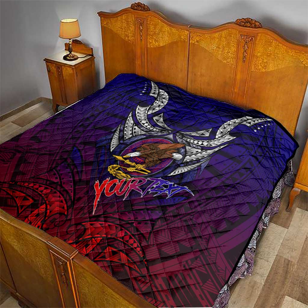 Personalized American Samoa Flag Quilt Eagles Polynesian Art