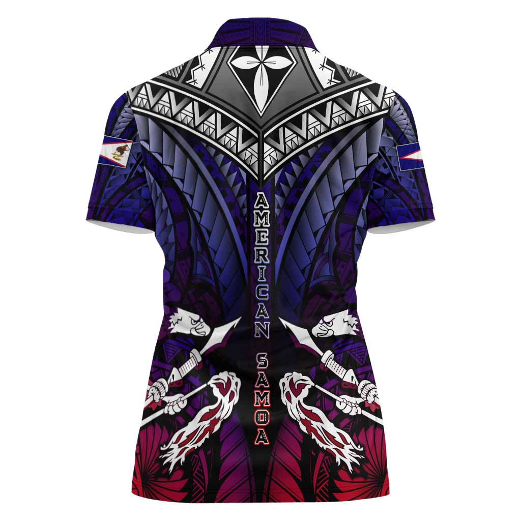 Personalized American Samoa Flag Women Polo Shirt Eagles Polynesian Art