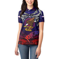Personalized American Samoa Flag Women Polo Shirt Eagles Polynesian Art