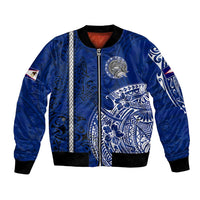 Sharks And American Samoa Bomber Jacket Simple Polynesian Blue